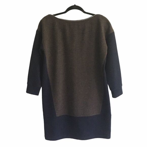 MADEWELL Wool Colorblock Shift Mini Dress Brown Blue S - Picture 1 of 10